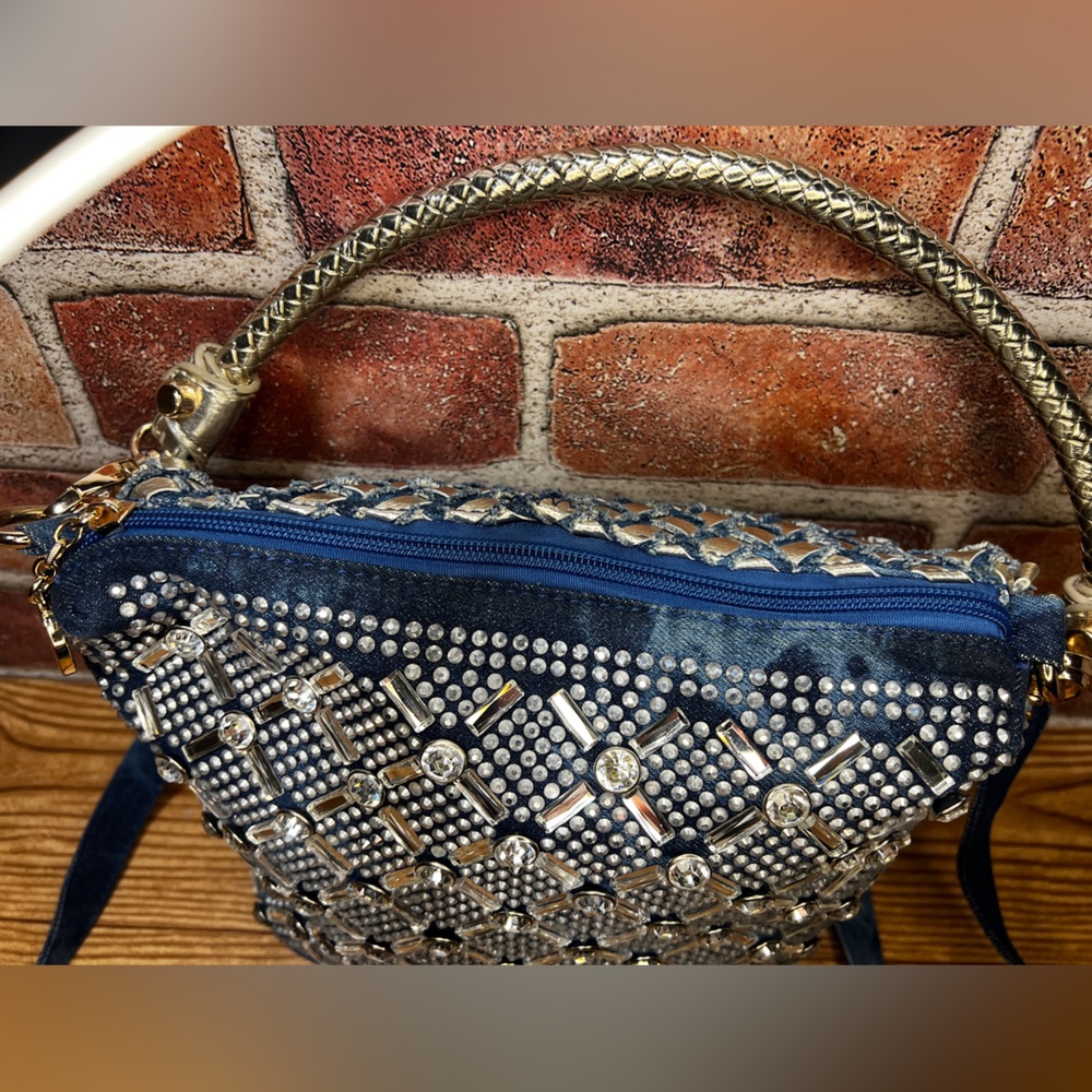 Denim & Rhinestone Handbag - Picture 4 of 14